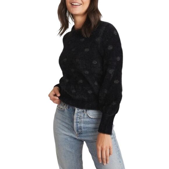 Marine Layer NWT Arielle Crewneck Sweater Black Metallic Funfetti Size L Fuzzy - Picture 3 of 11